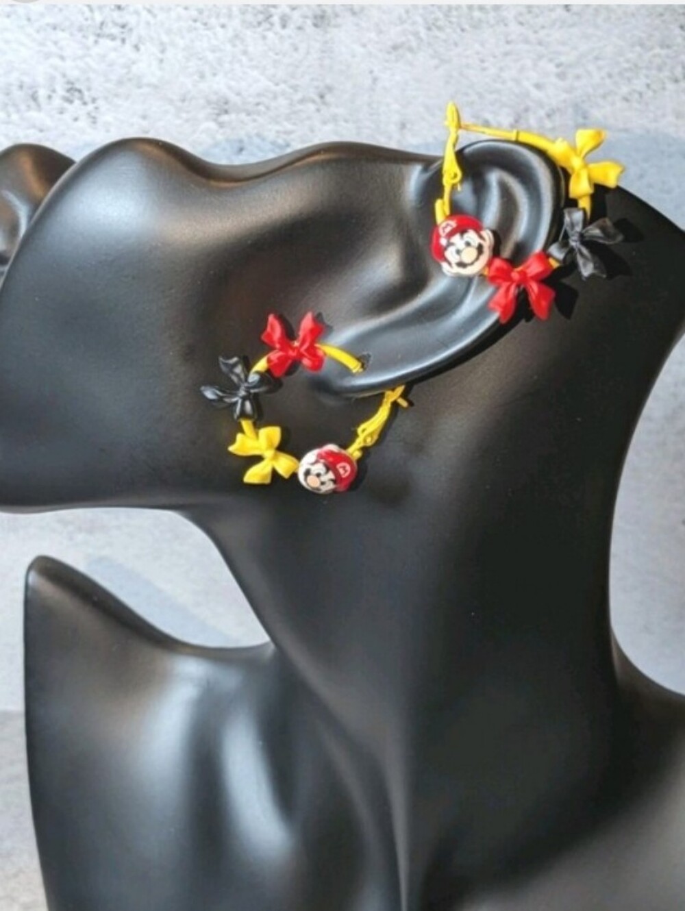 Yellow Kids Mini Hoop Earrings with Character Charms and Bows - Picture 6 of 7